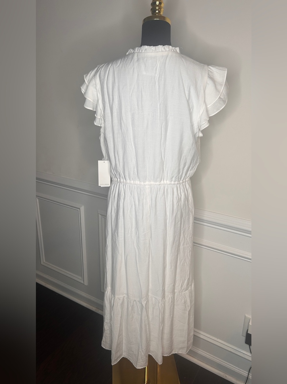 Women’s Julia Jordan Flutter Midi Dress, White, Sz.14 - Picture 15 of 15